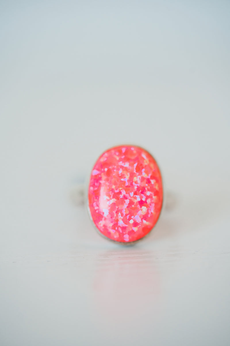 Steeley Ring | Round | Pink Opal