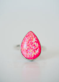 Steeley Ring | Teardrop | Pink Opal