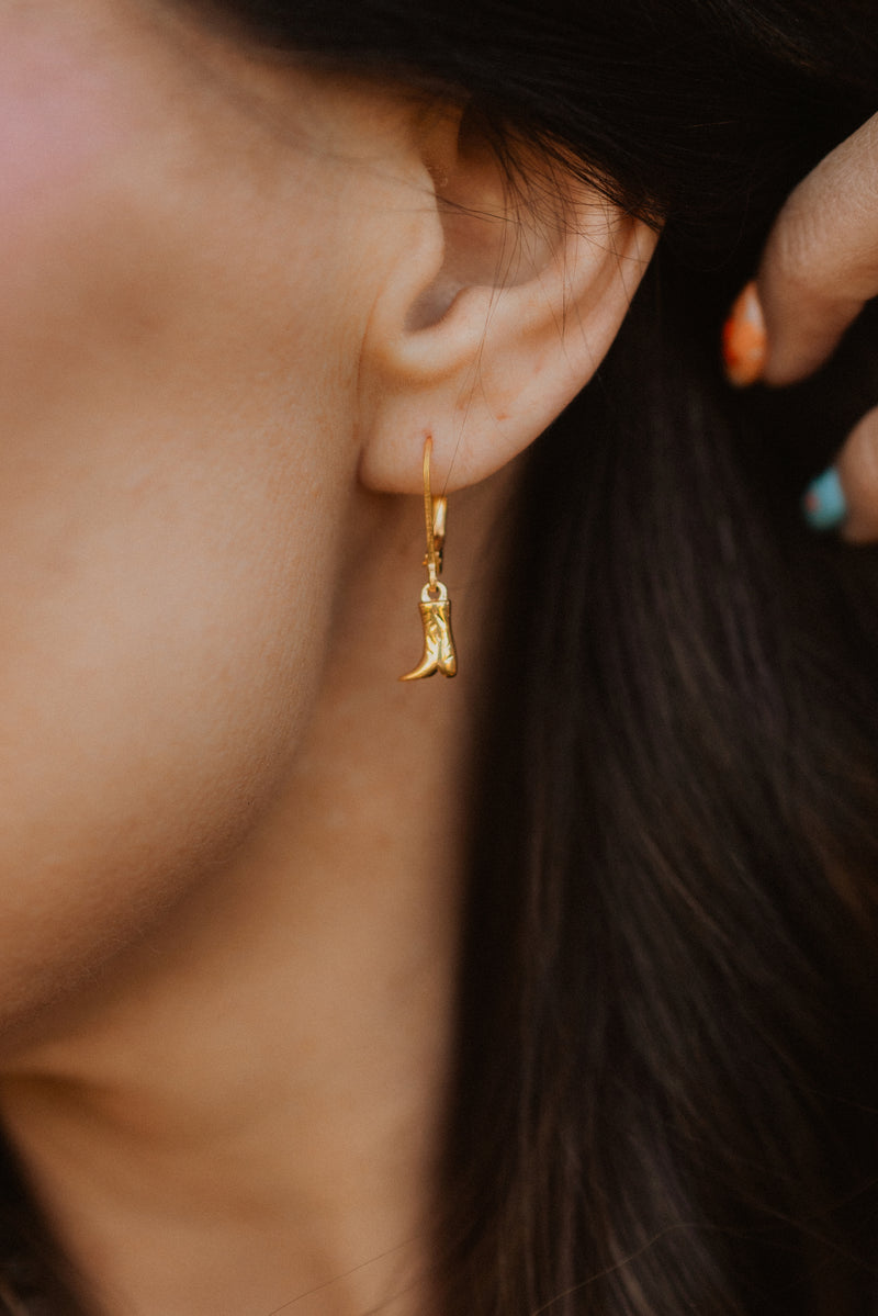 Golden Cowboy Boot Earrings