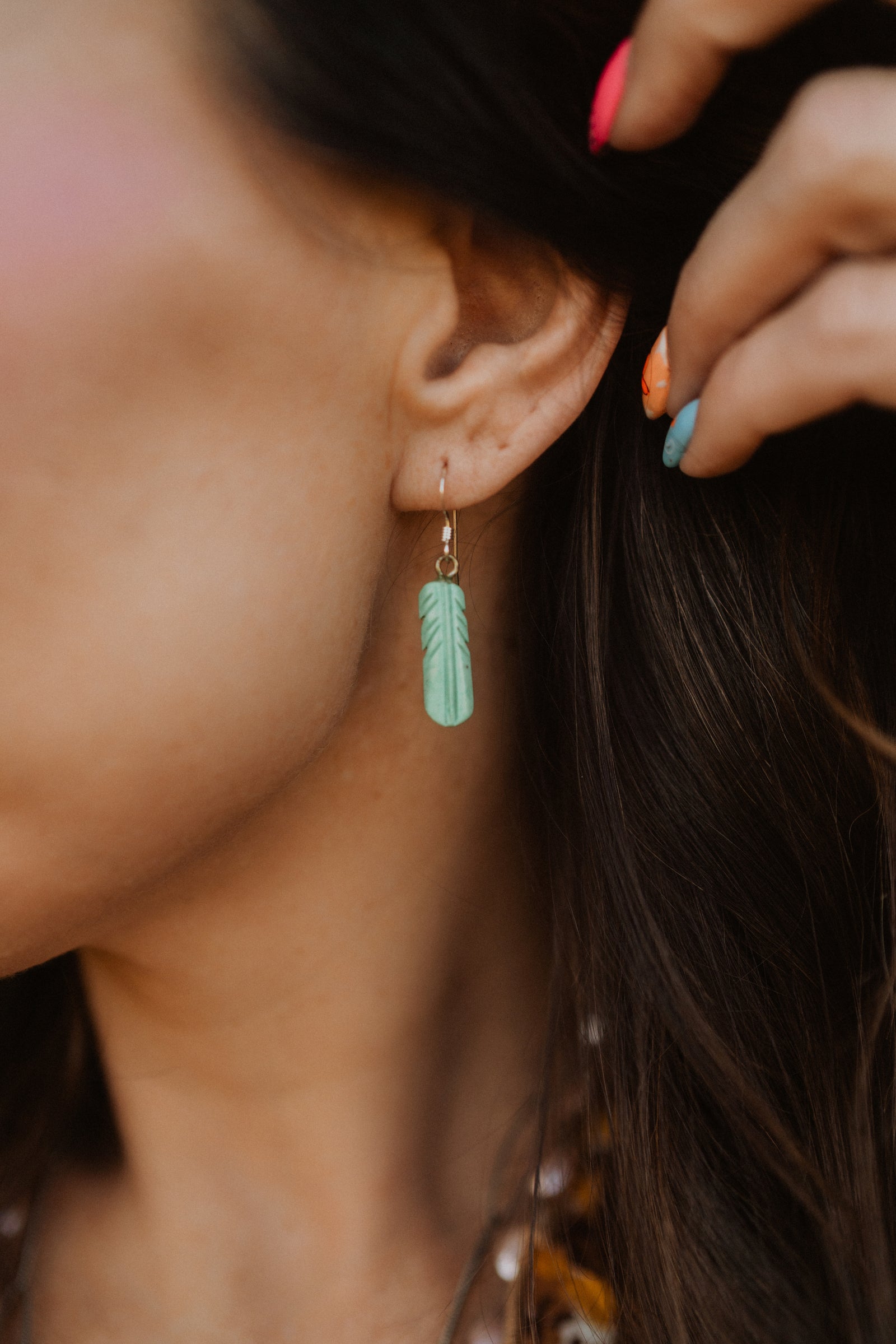 Small Feather Earrings | Turquoise