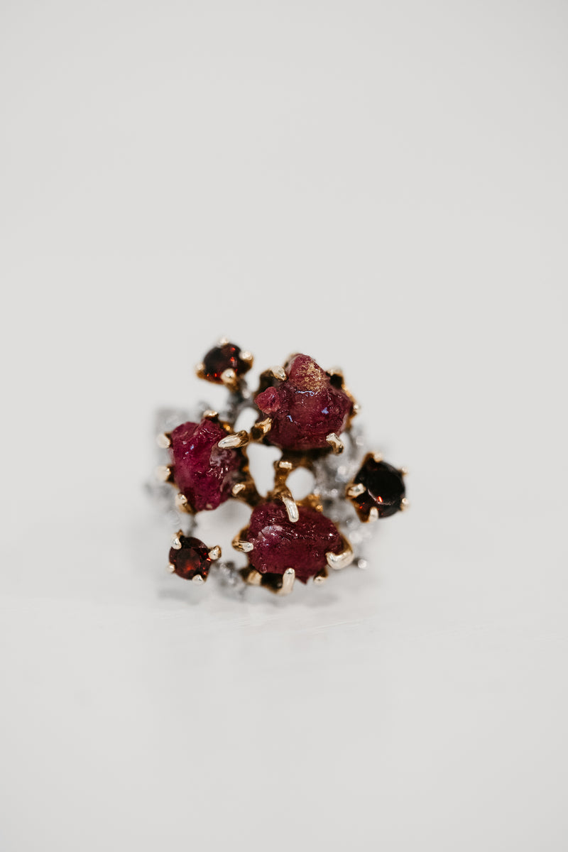 Mildred Ring | Ruby + Red Garnet