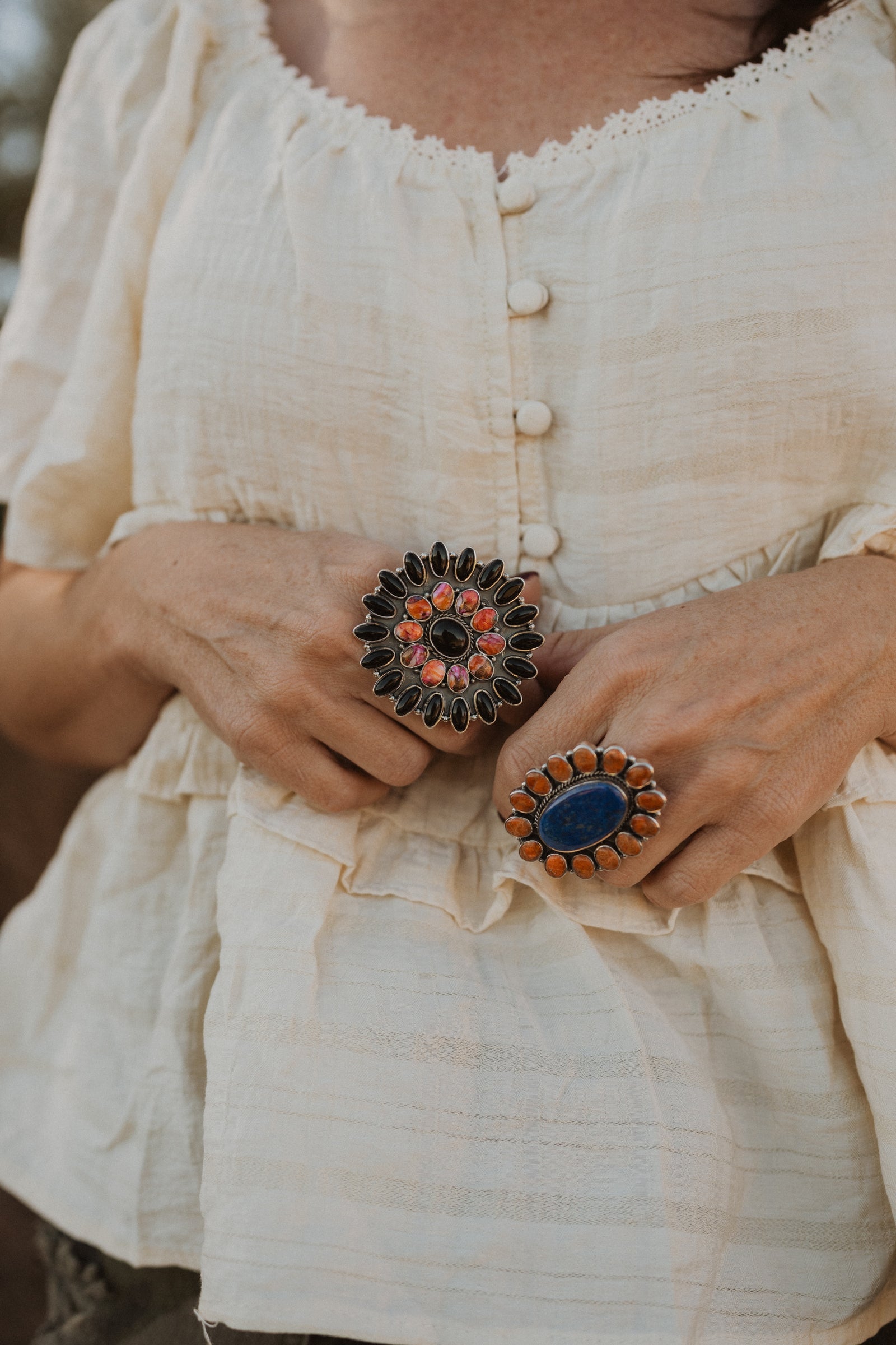 Pink Eclipse Ring | Pink Spiny + Black Onyx