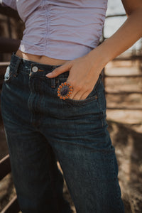 Velveteen Ring | Coral + Blue Lapis