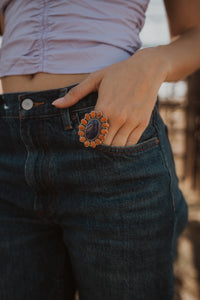 Velveteen Ring | Coral + Blue Lapis
