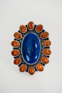 Aluma Ring | Blue Lapis + Coral | #2