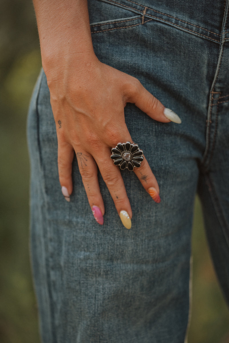 Matea Ring | Black Onyx + Rough Quartz