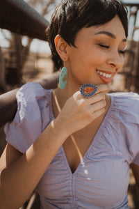 Velveteen Ring | Coral + Blue Lapis