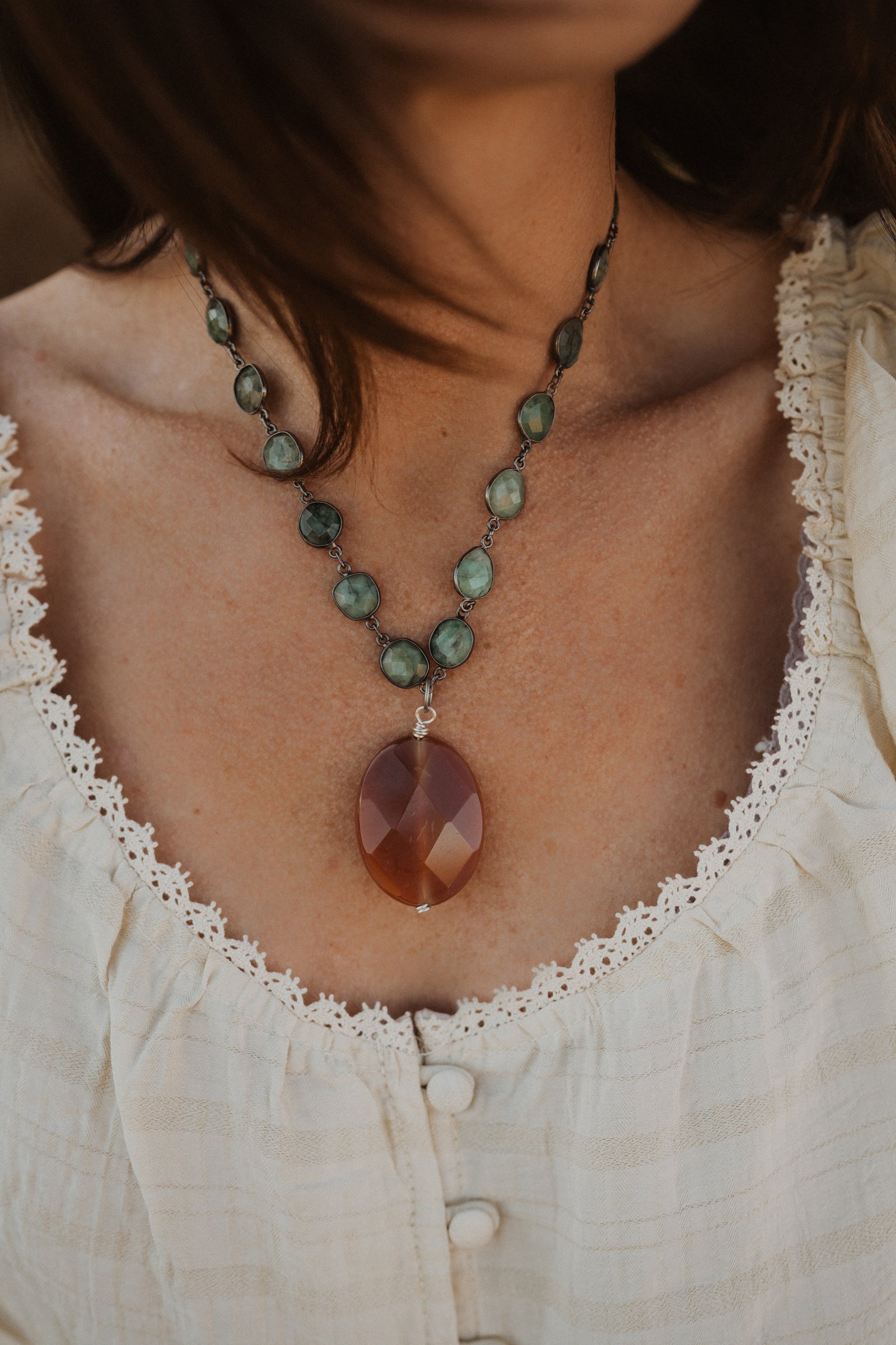 Moss and Flame Necklace
