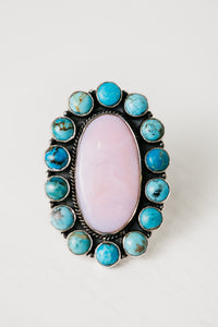 Mazzy Ring | Pink Petalite + Turquoise | #2