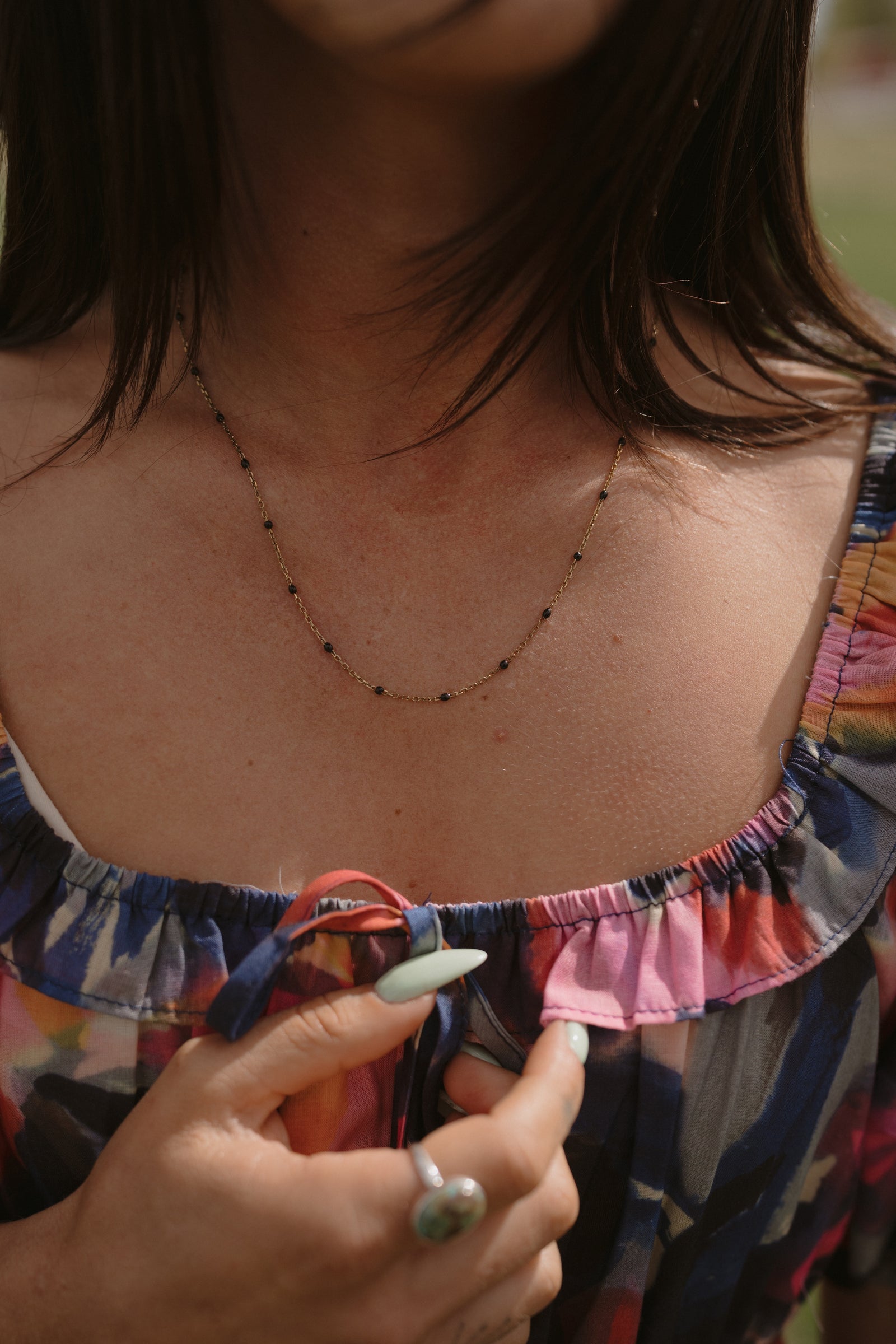 Maria Necklace | Gold + Black