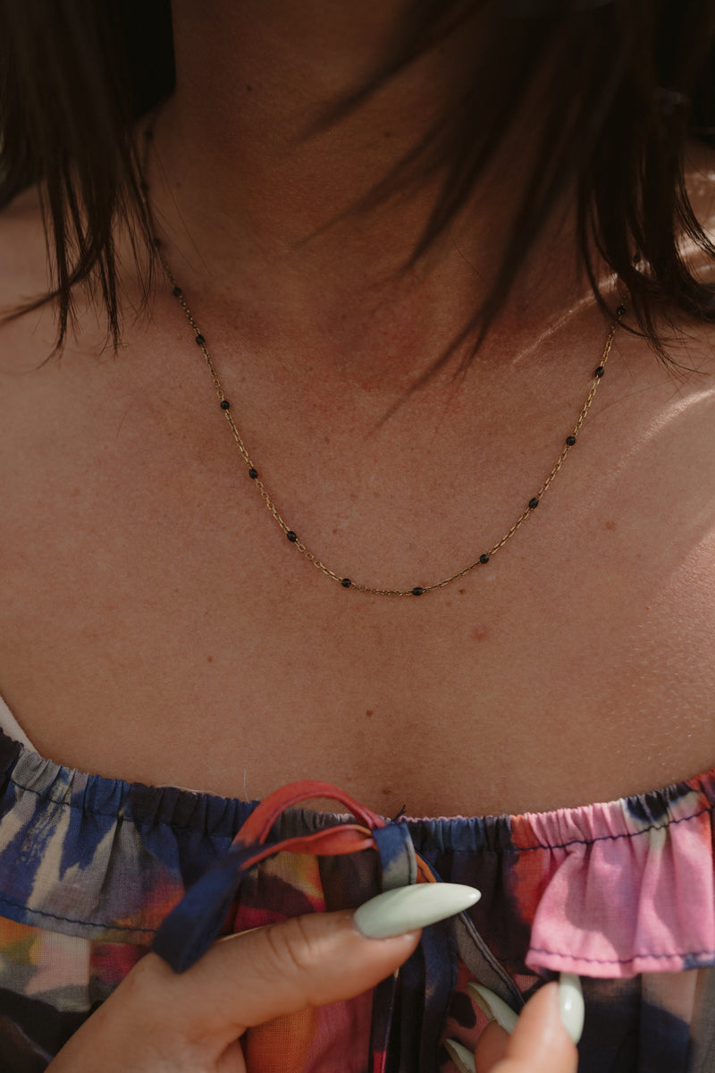 Maria Necklace | Gold + Black