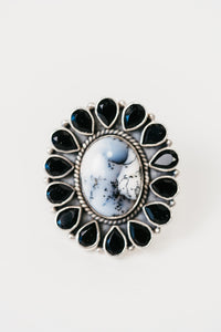 Conan Ring | Dendritic Opal + Black Onyx