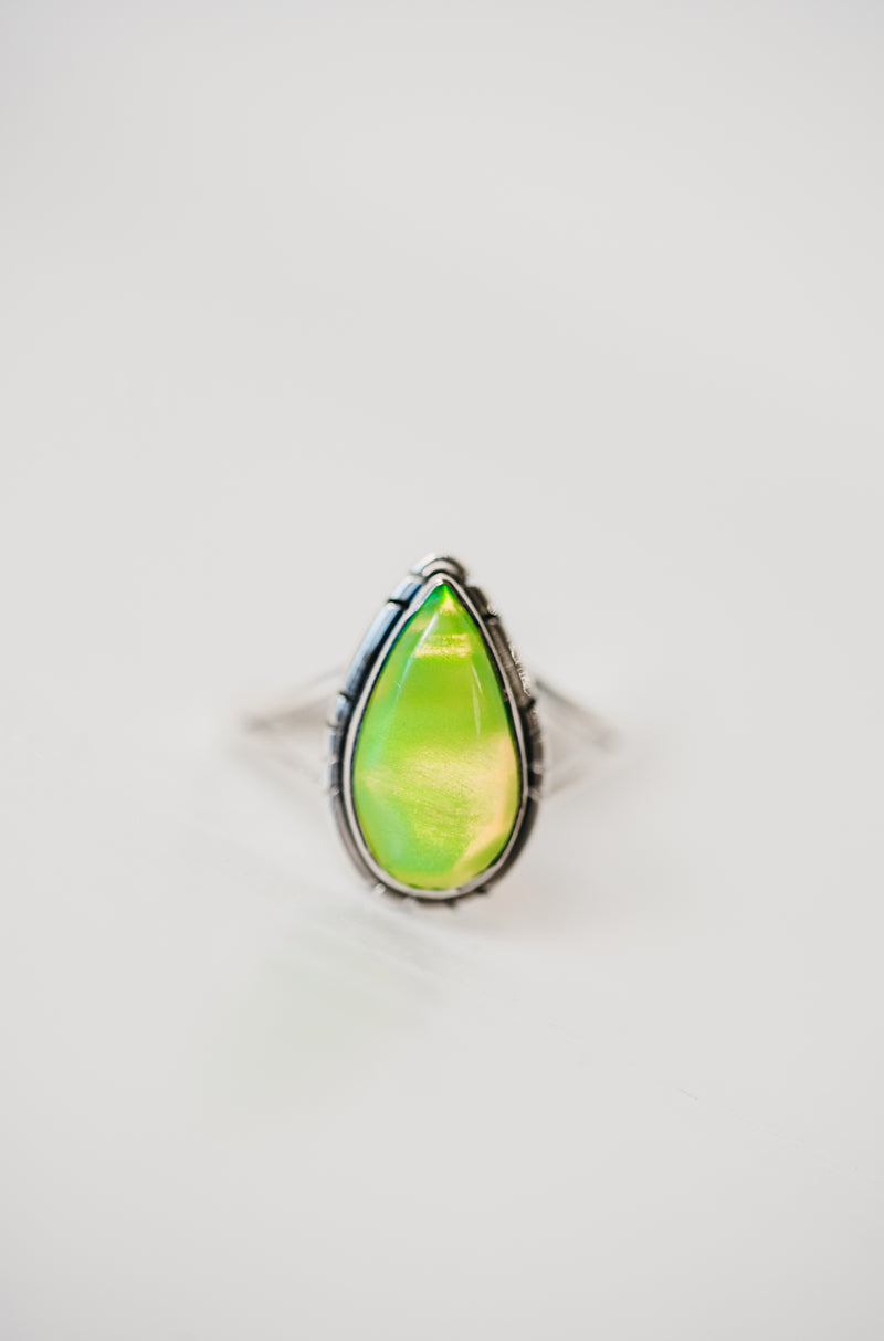 Hendrix Ring | Green Galaxy Opal