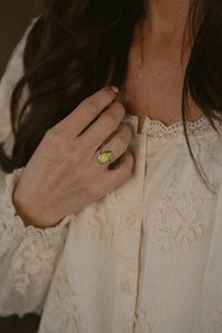 Hendrix Ring | Green Galaxy Opal