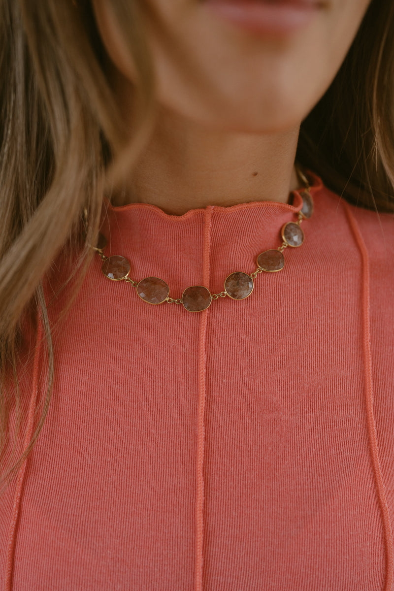 Delsie Necklace | Gold | Strawberry Quartz