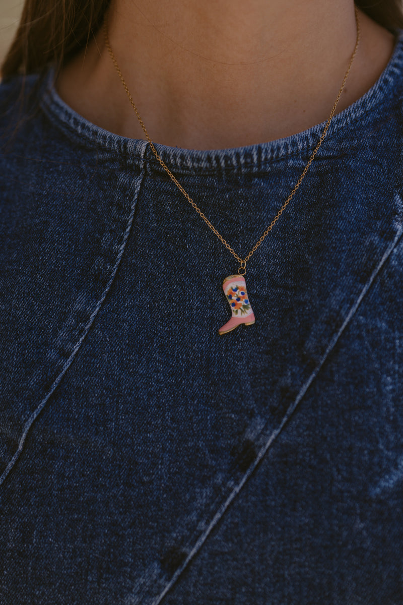 Boots + Blossoms Necklace