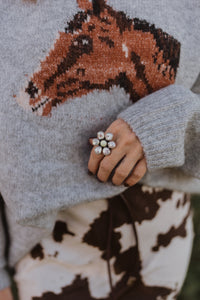 Carnation Ring | Pearl + Lemon Chrysoprase