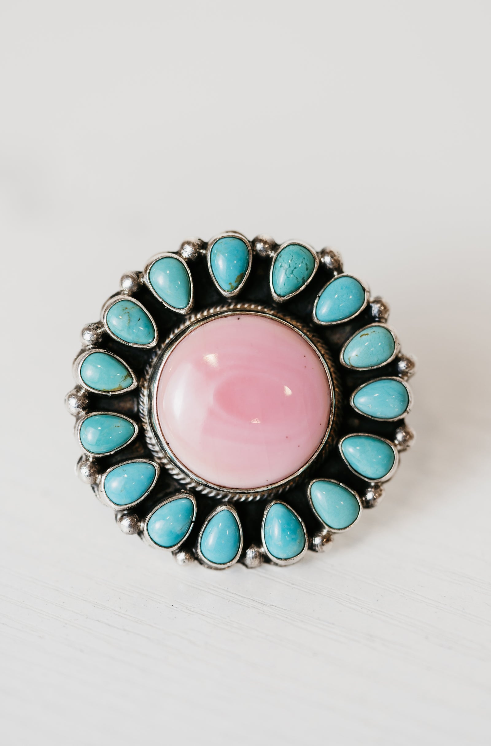 Doria Ring | Pink Petalite + Turquoise