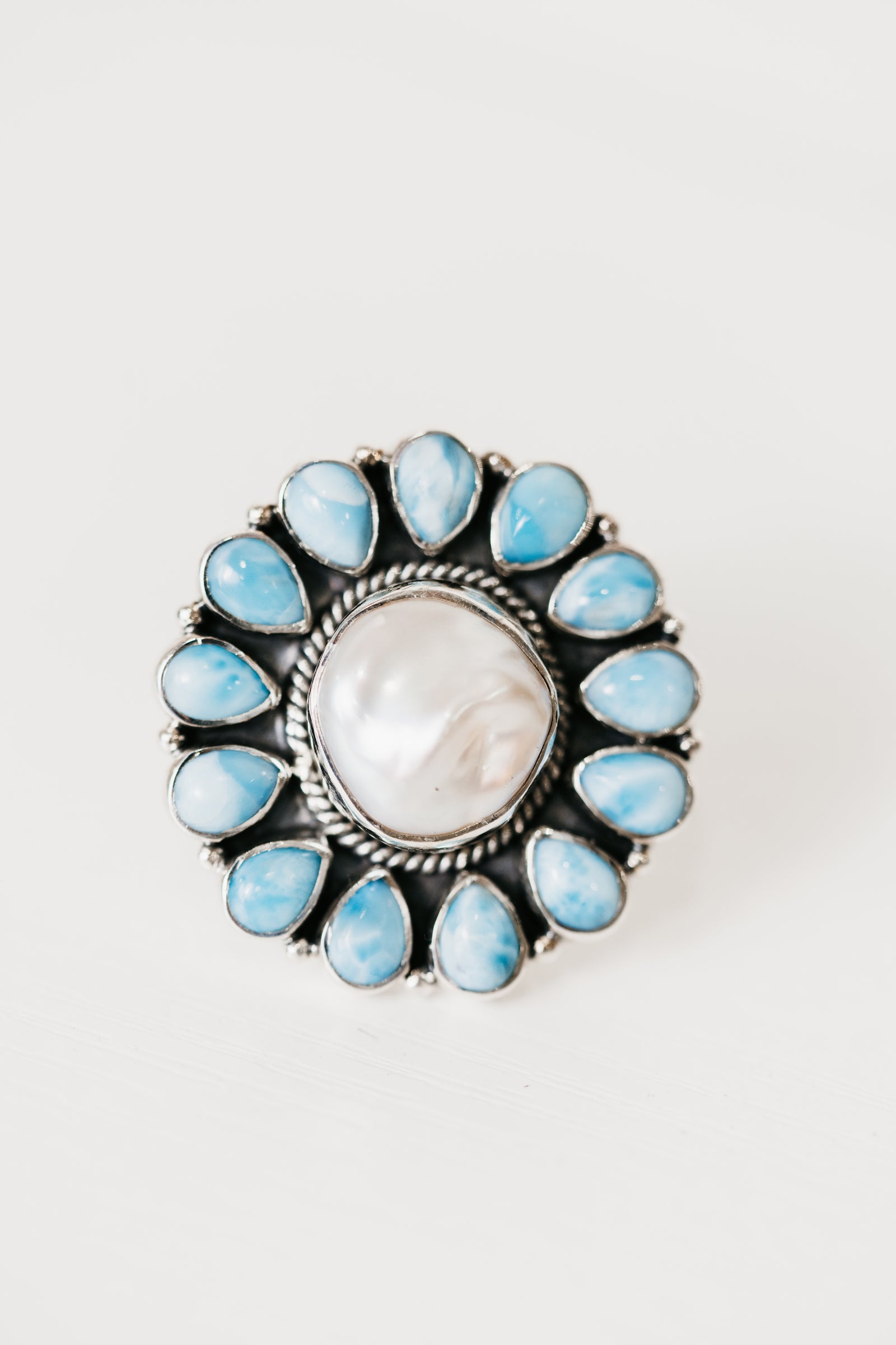 Surefire Ring | Larimar + Pearl