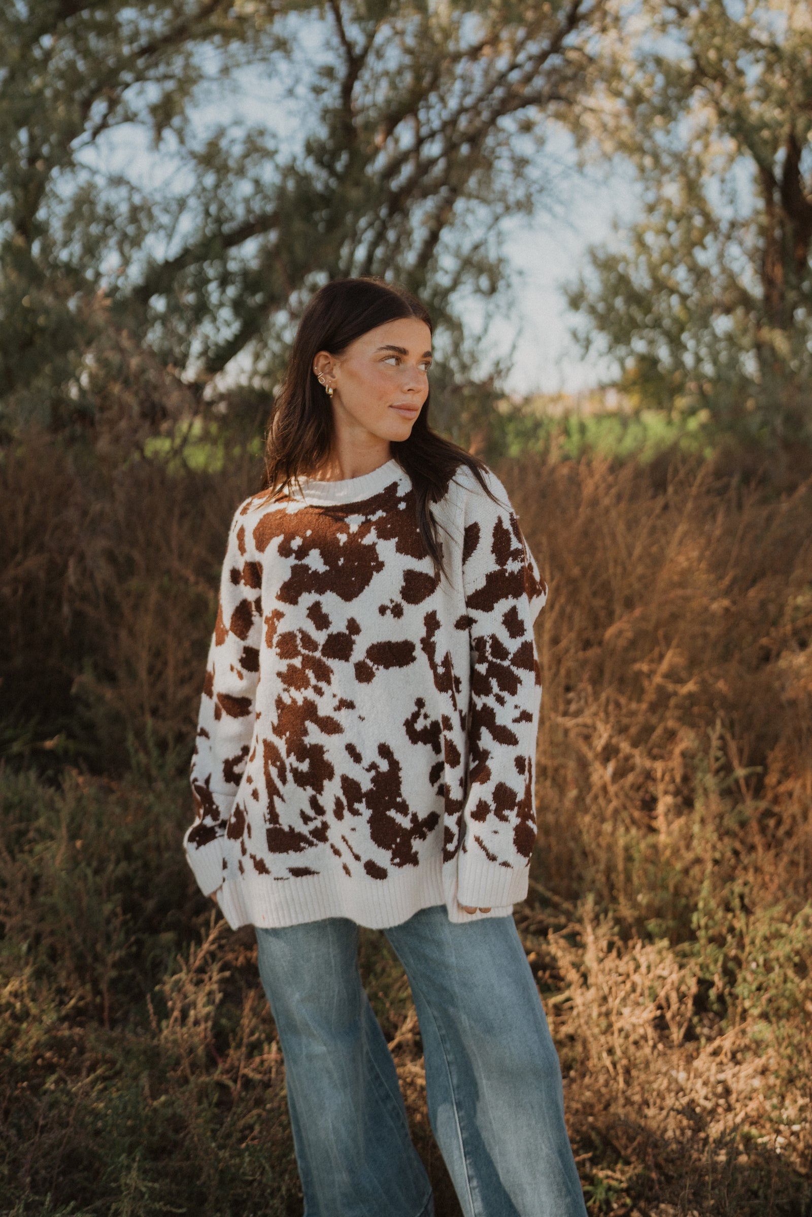 Totally Cow Print Sweater
