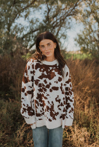 Totally Cow Print Sweater