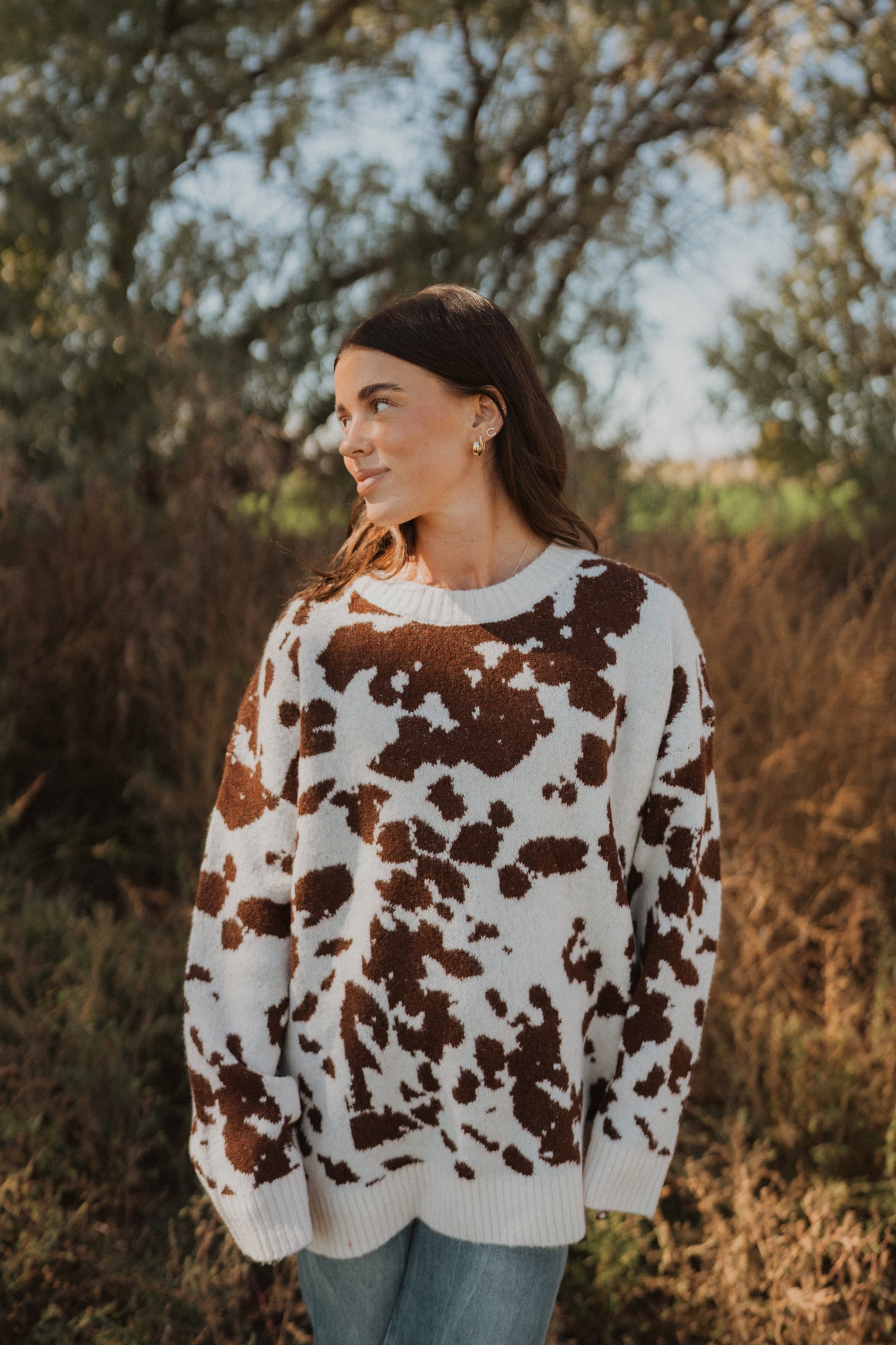 Totally Cow Print Sweater