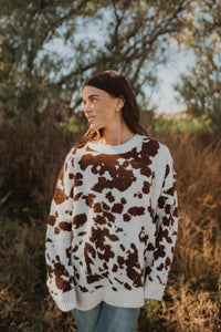 Totally Cow Print Sweater