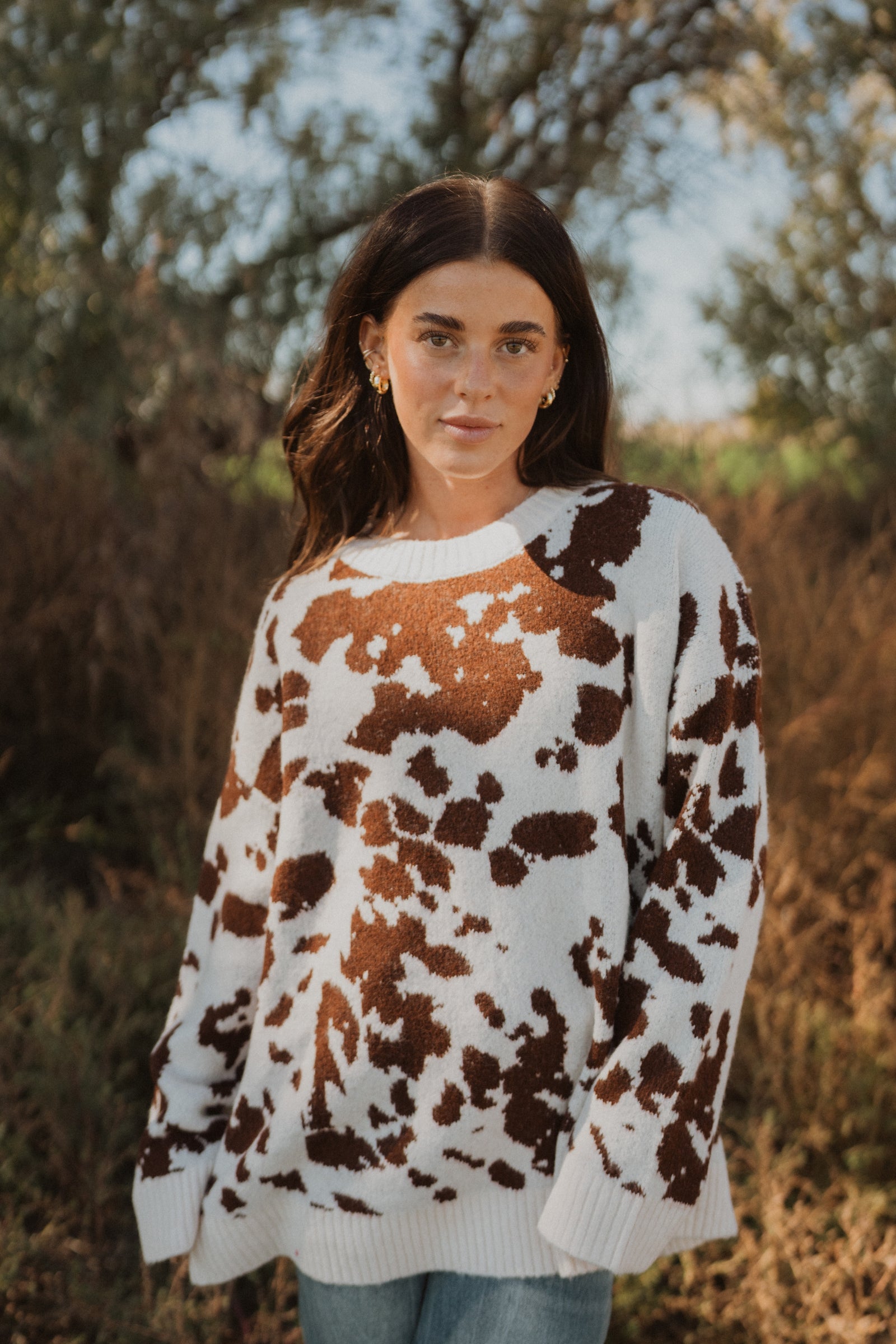 Totally Cow Print Sweater
