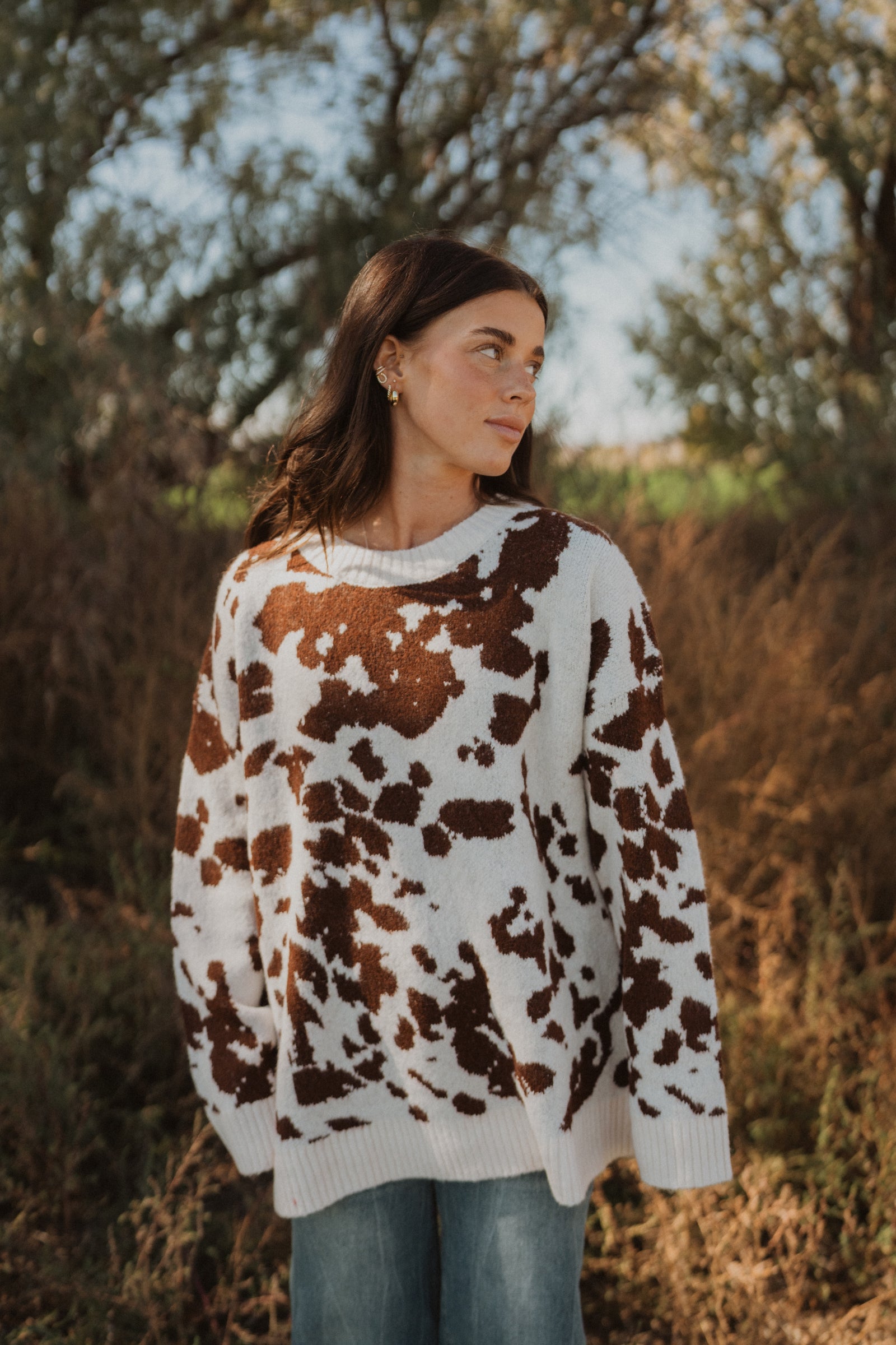 Totally Cow Print Sweater