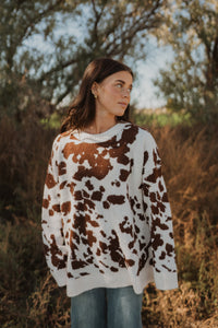 Totally Cow Print Sweater