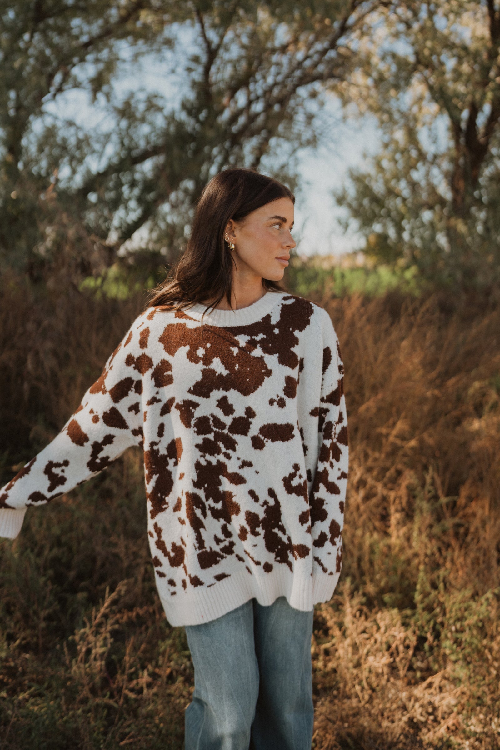 Totally Cow Print Sweater