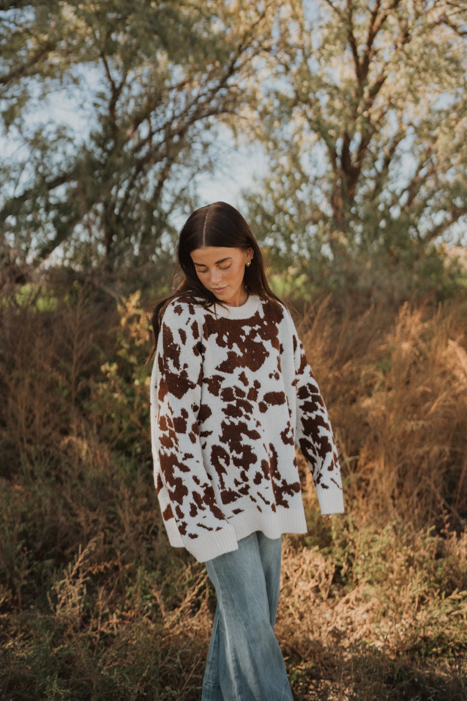 Totally Cow Print Sweater