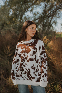 Totally Cow Print Sweater
