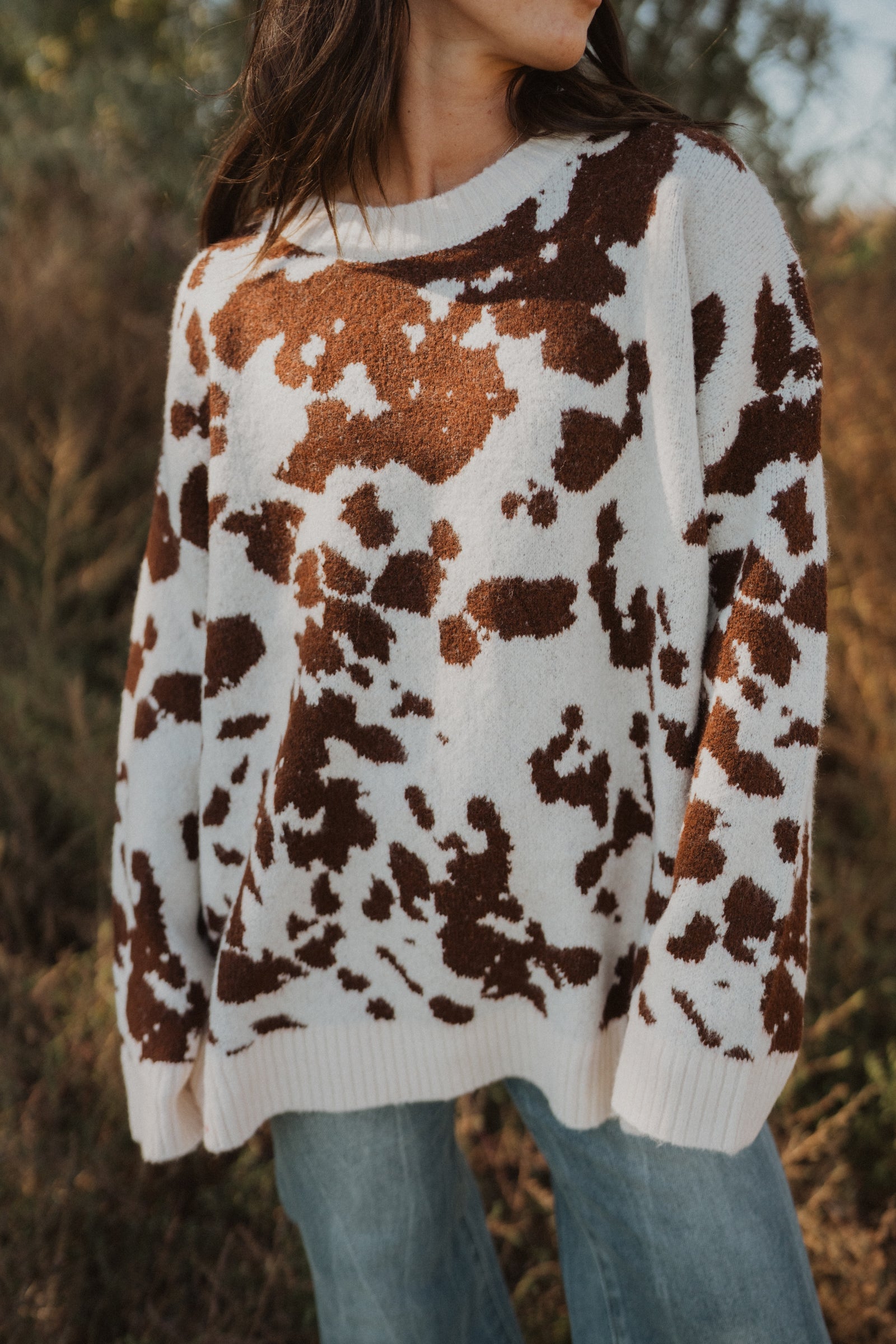 Totally Cow Print Sweater