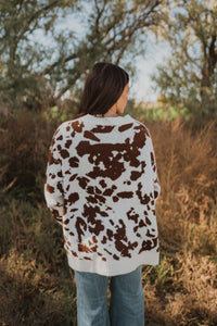 Totally Cow Print Sweater