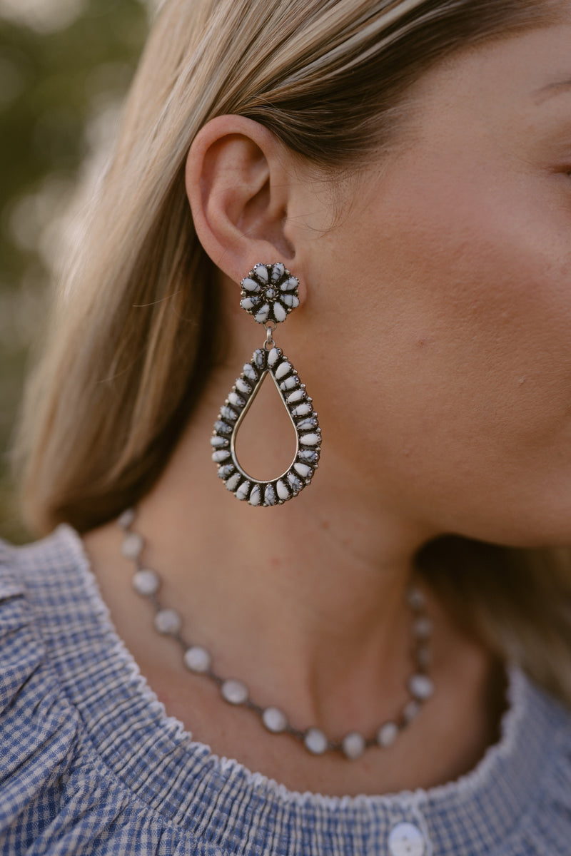 White Buffalo Zuni Earrings