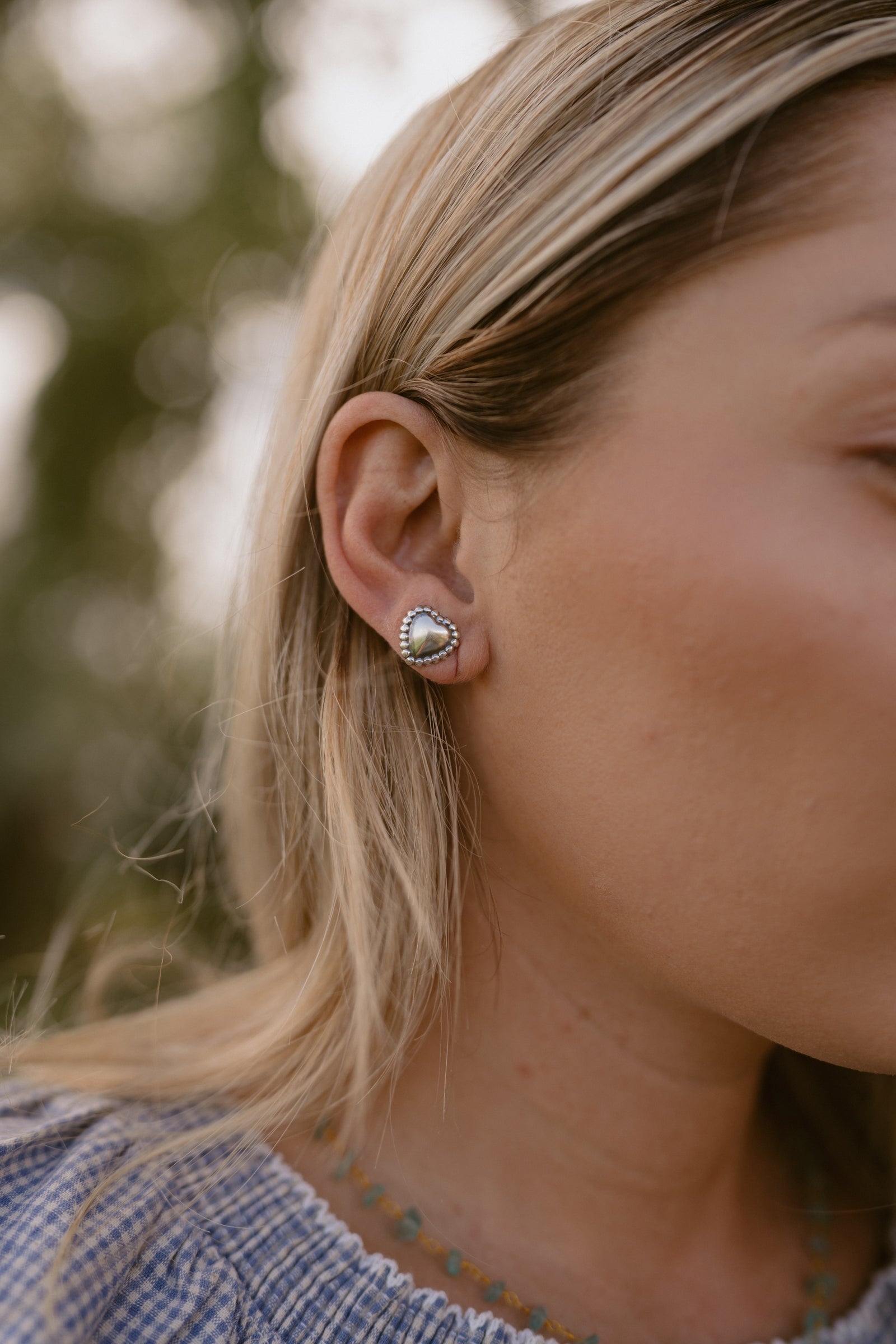 Silver Bianca Studs | Heart