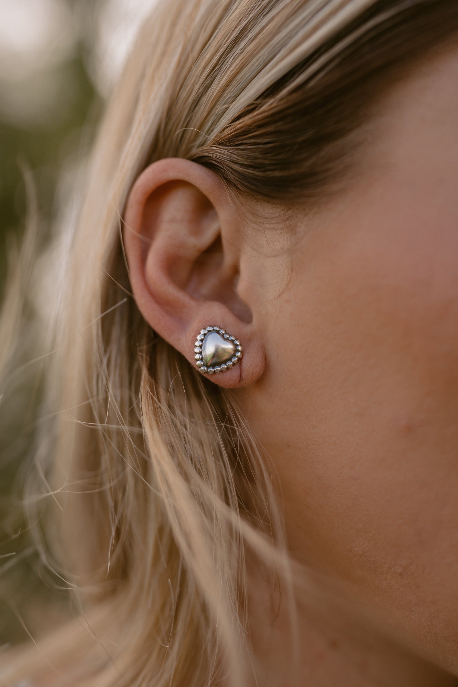 Silver Bianca Studs | Heart