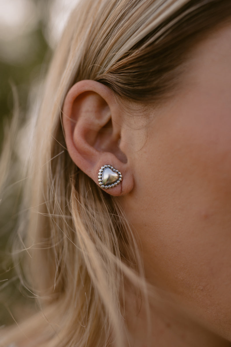 Silver Bianca Studs | Heart