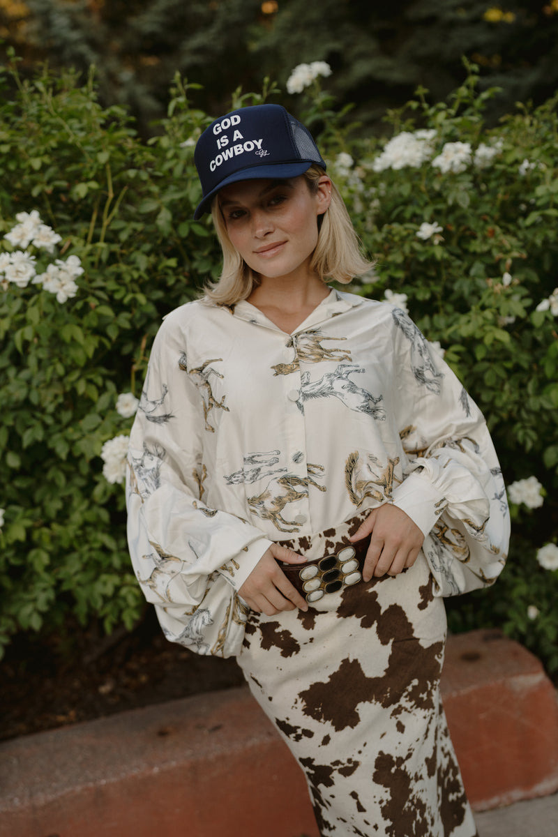 God Is A Cowboy Trucker Hat