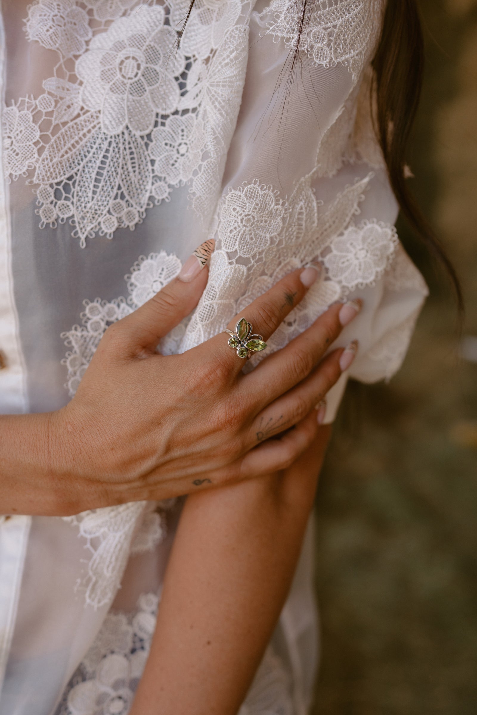 Flutter Ring | Green Peridot