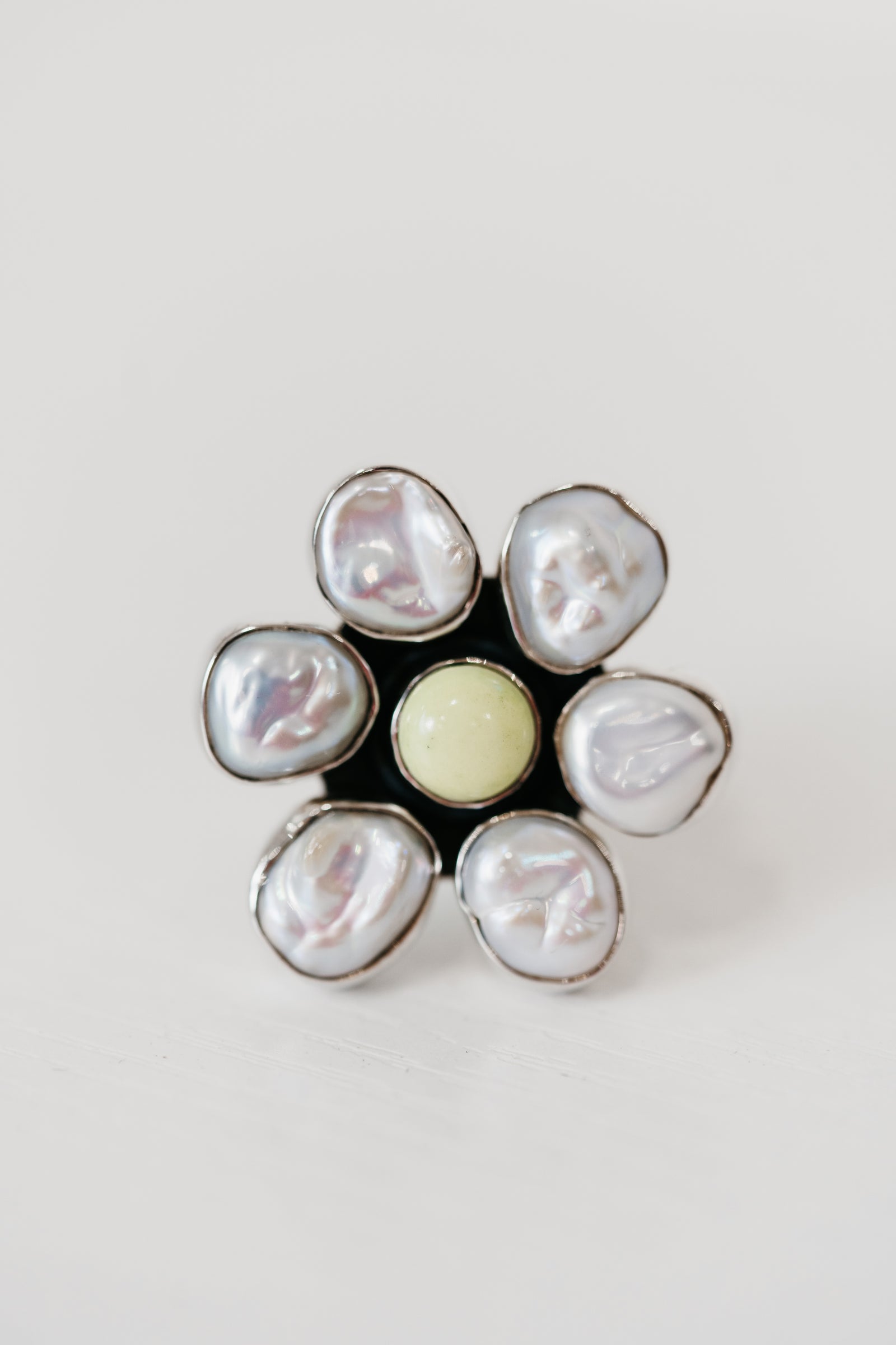 Carnation Ring | Pearl + Lemon Chrysoprase