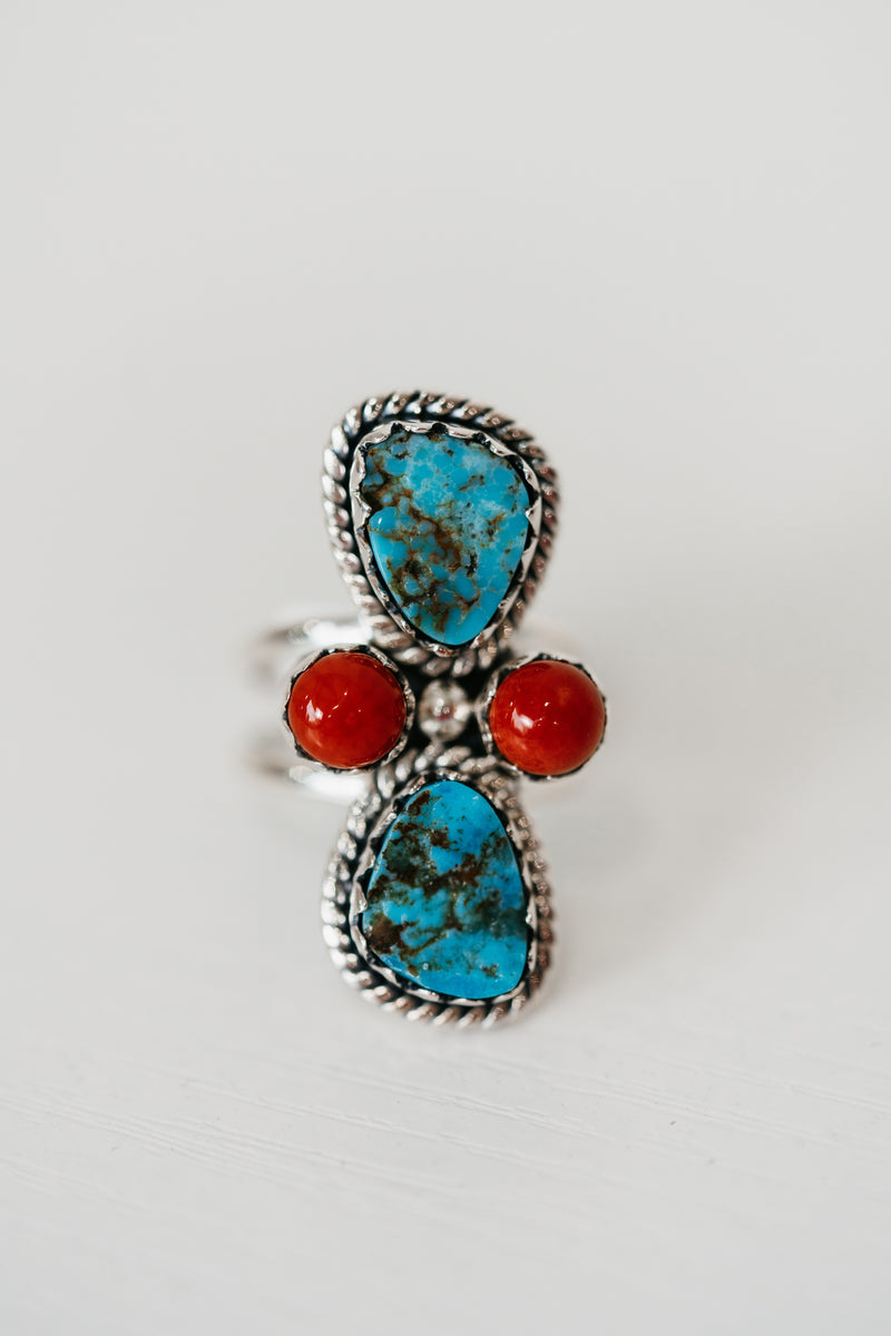 Walker Ring | Turquoise + Coral