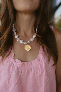 Mexican Horse Coin Necklace | Flat Pearl | #2