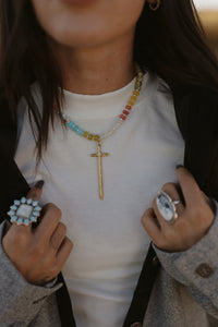 Rainbow Cross Necklace