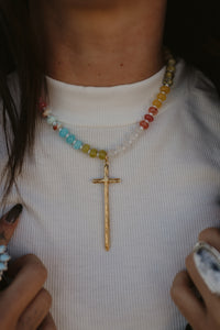 Rainbow Cross Necklace