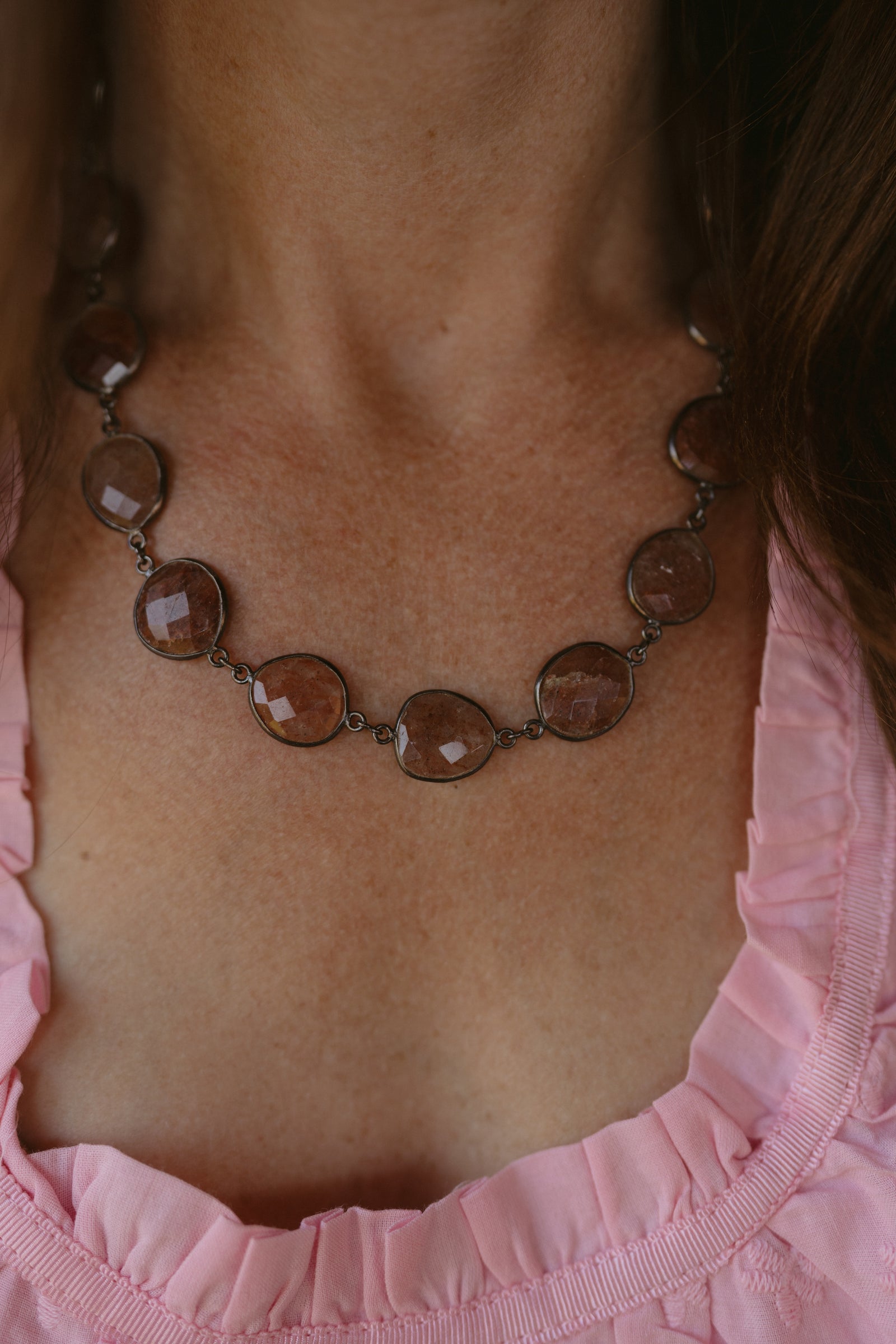 Delsie Necklace | Silver | Strawberry Quartz