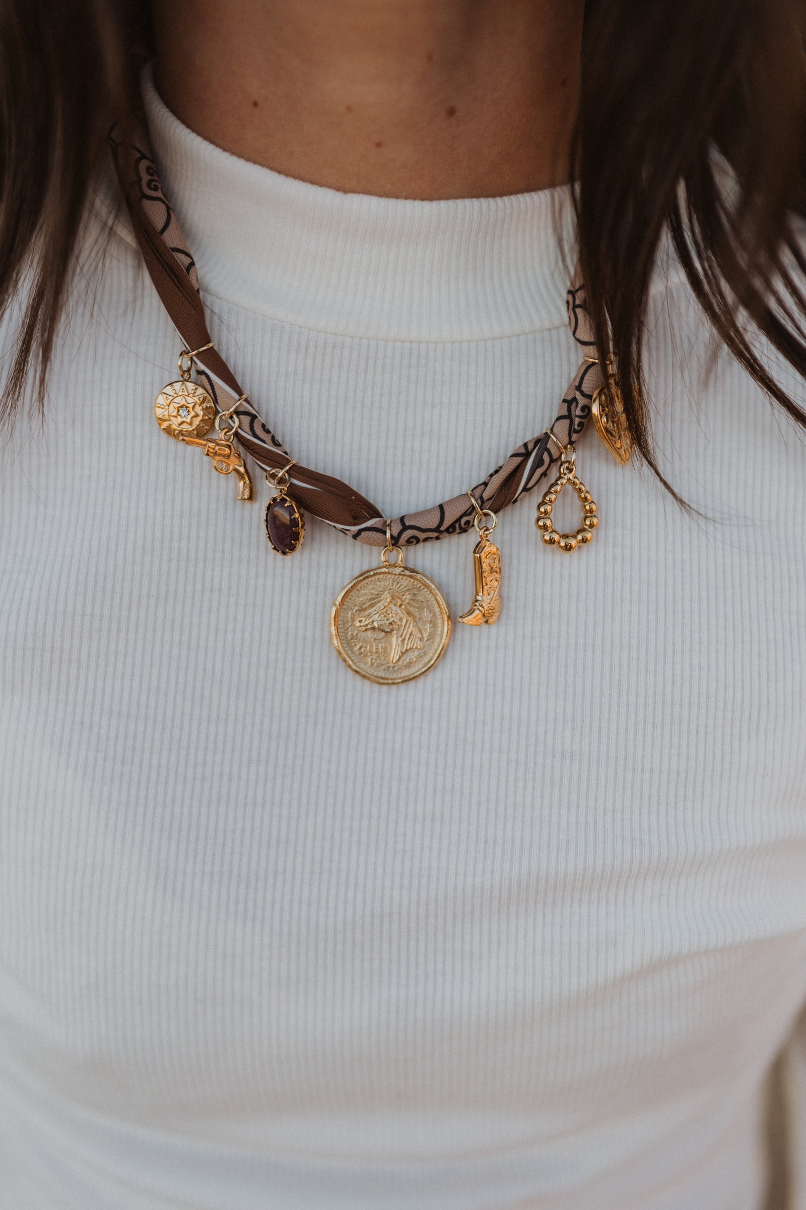 Brown All Around Charm Necklace