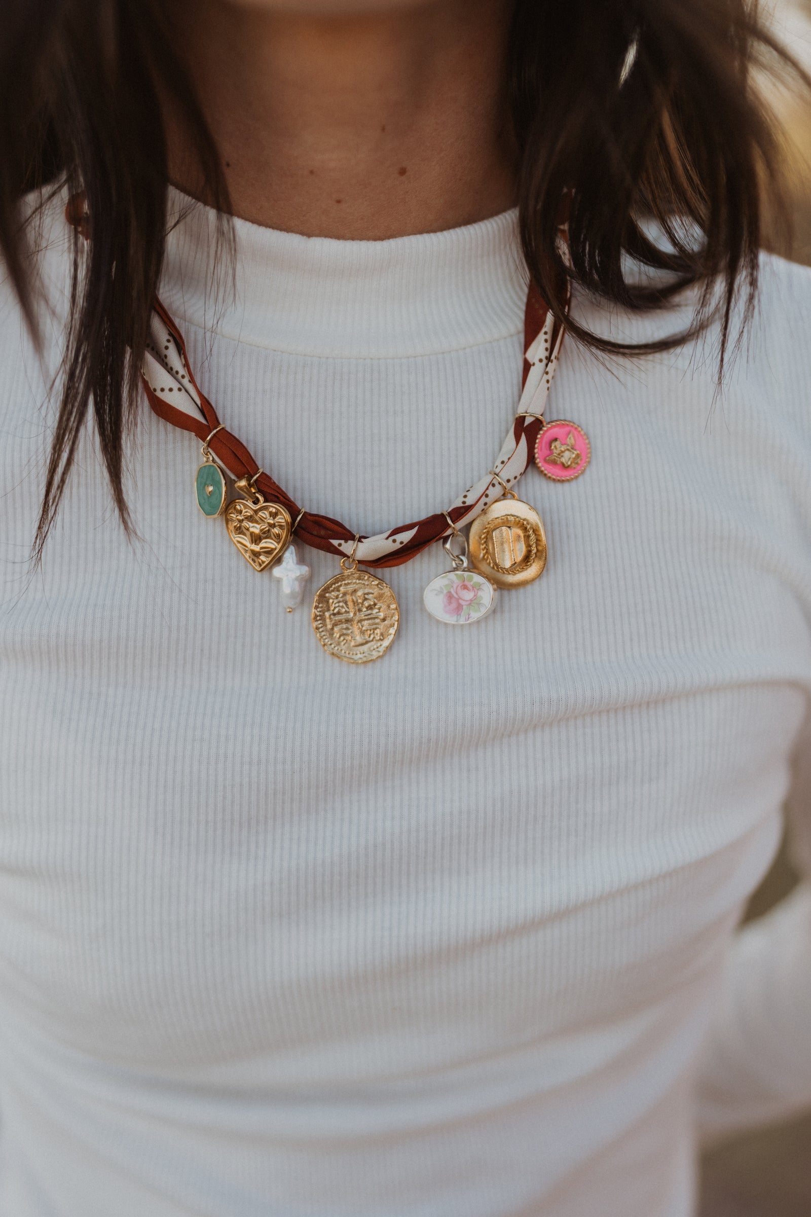 Diamond Rust Charm Necklace