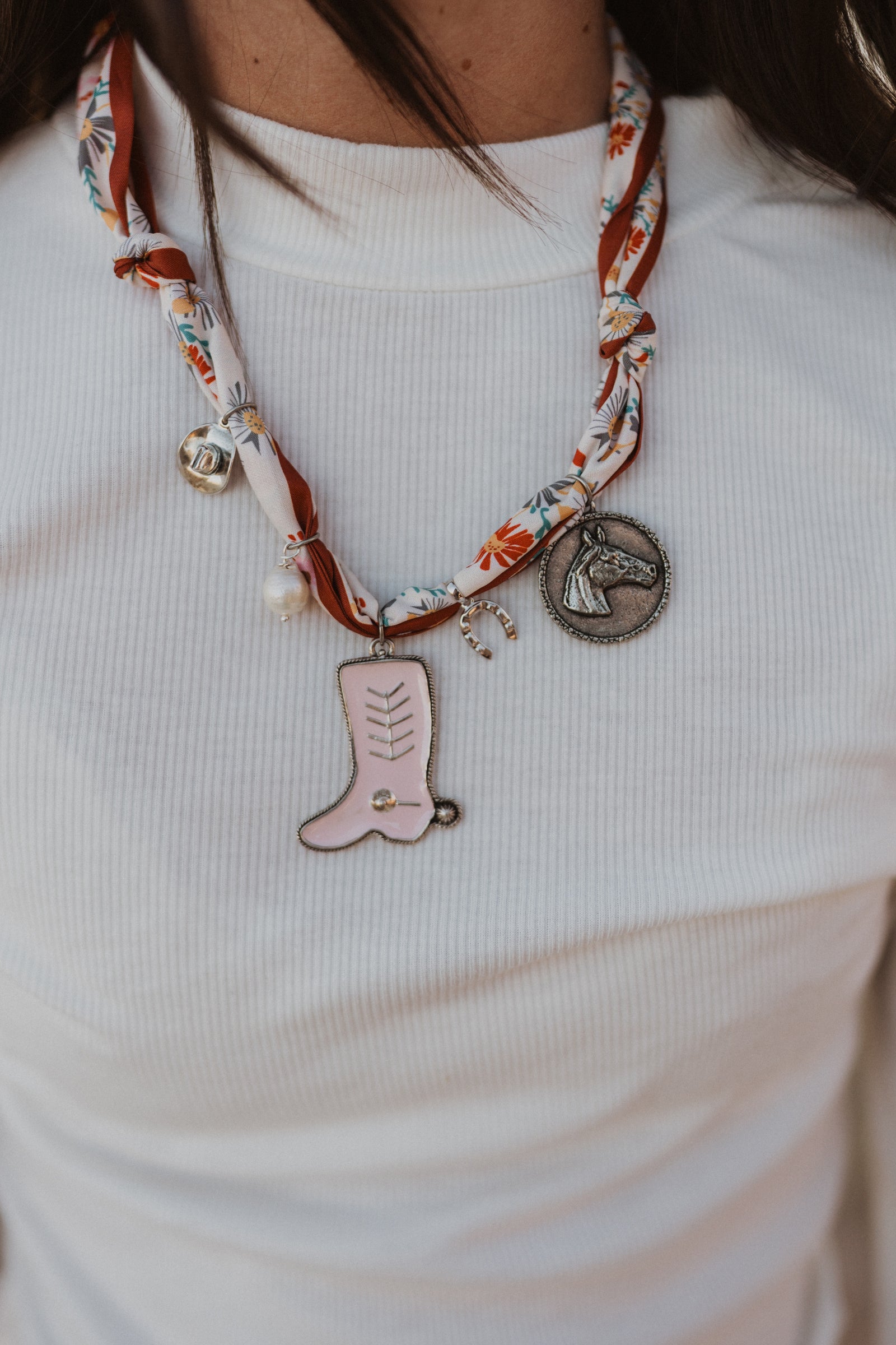 Silver + Flowers Charm Necklace
